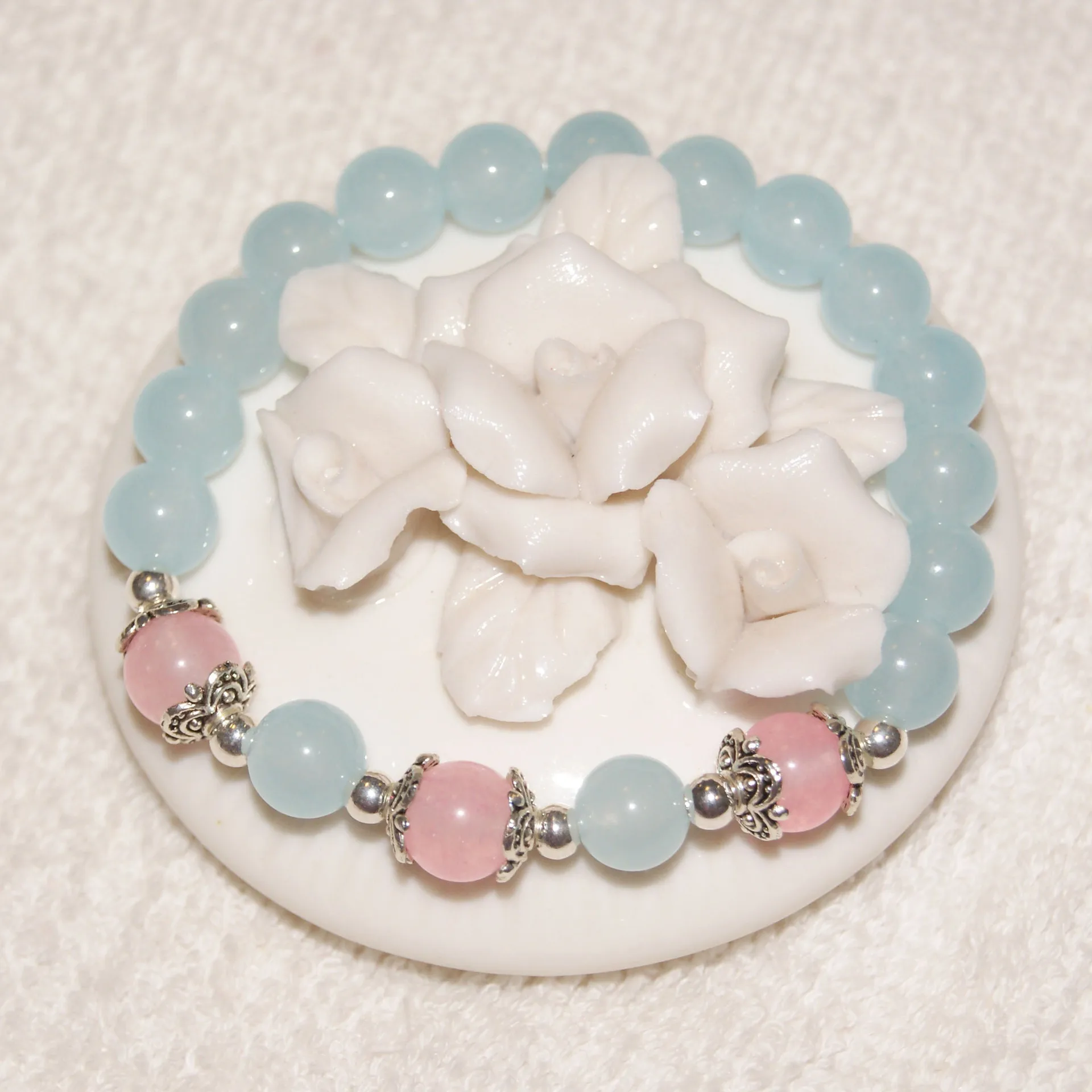 Женский браслет из розового кристалла с бусинами | Украшения и аксессуары