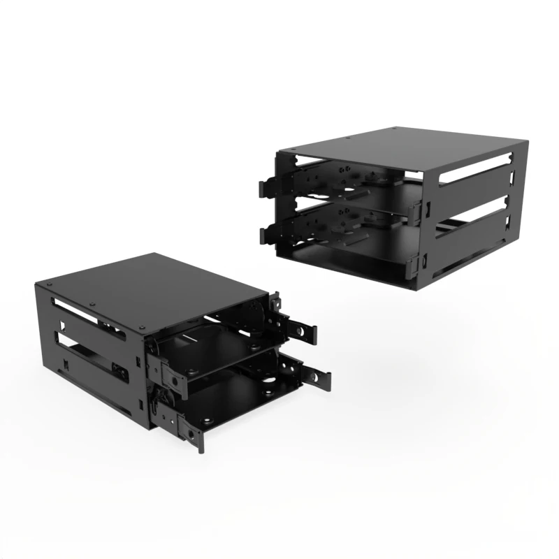 Caixa de Extração de Disco Rígido Gaiola de Disco Rígido Suporte de Absorção de Choque Desktop Chassi do Computador Rack de Expansão Interna 2-bay 3.5-inch