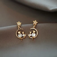 cute fashion kitty earrings filled zircon jewelry 925 silver needle jewelry gifts for womens party jewelry anniversary gifts