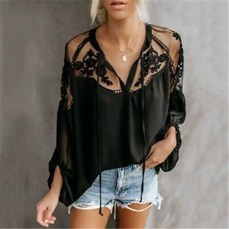 

Sommer Frauen's schne sexy V-Hals bestickt Spitze Hot women's top