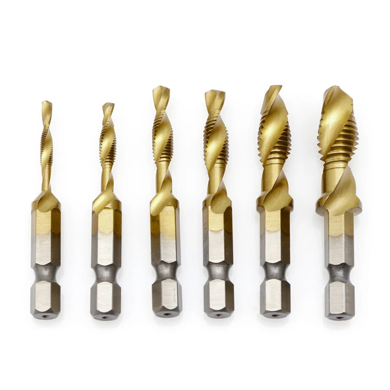 

1 Set Hex Shank M3-M10 Titanium Plated HSS Hand Screw Thread Metric Tap Drill Bits W0YF