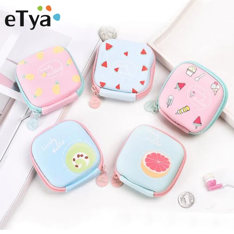 ETya мультяшный Кошелек для монет с фруктами сумка наушников милый детский чехол