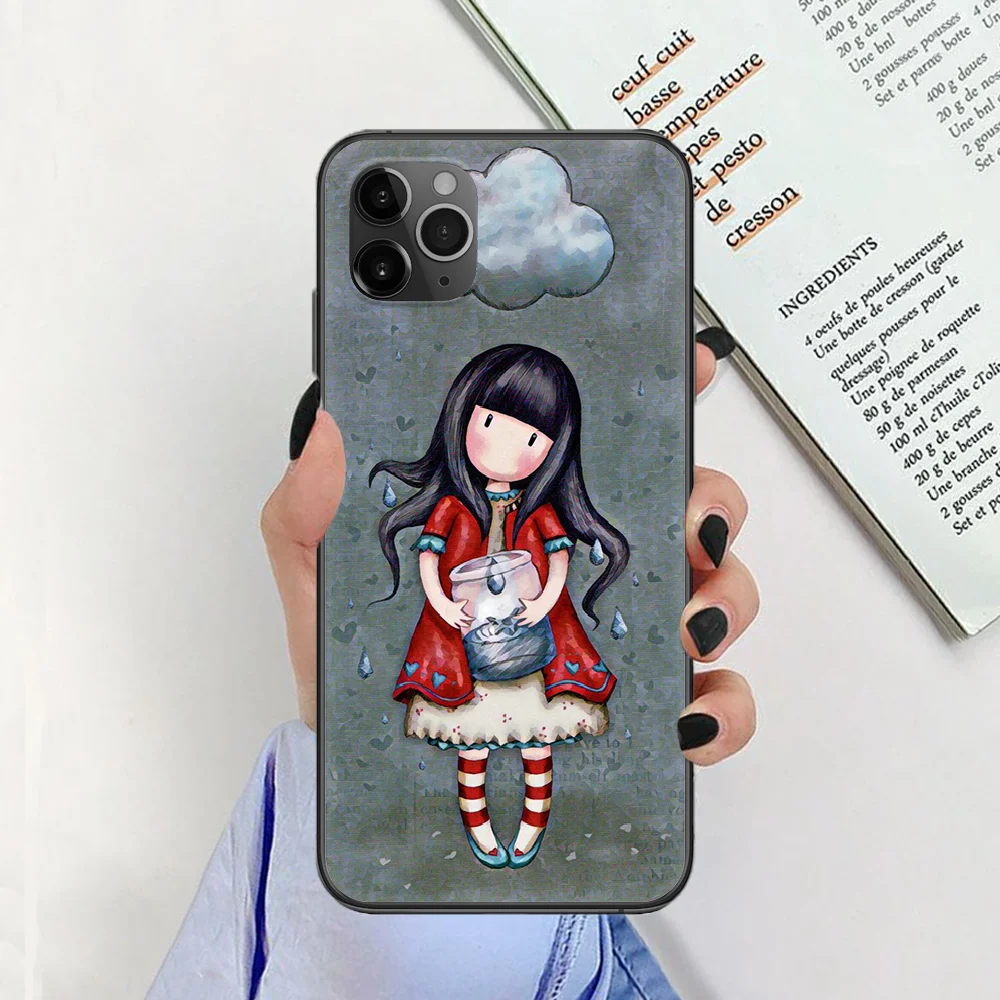 

SantoroS Cartoon Girl Phone Case Cover Hull For iphone 5 5s se 2 6 6s 7 8 12 mini plus X XS XR 11 PRO MAX black art prime 3D