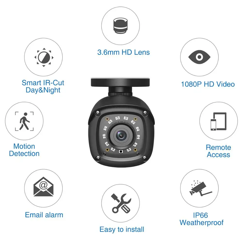 SANNCE 2 шт 1080P CCTV Камера Безопасности s 2.0MP наружная домашняя камера видеонаблюдения CCTV система