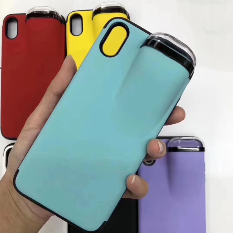 2 в 1 силиконовый чехол для телефона iPhone 11 Pro Max Xs Xr X 10 8 7 Plus с держателем AirPods Прямая
