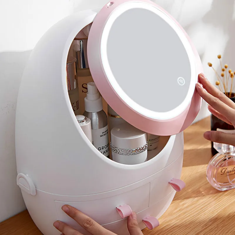 Косметический ящик для хранения с зеркальными вибро такой же пыленепроницаемый