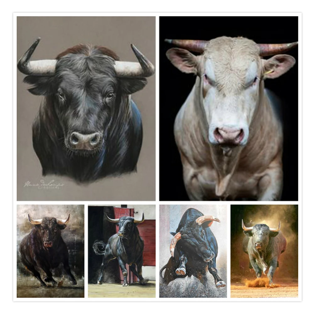 

Brand New 5D Strong Bull Picture Diamond Painting Cross Stitch Art Full Drill Embroidery Living Room Decoration