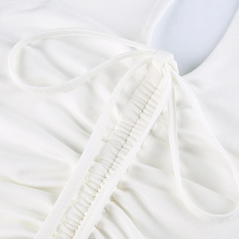 

Robe Mini blanche dos nu Sexy pour femmes, bretelles fines et pliables, sans manches, tenue de soiree et boite de nuit,ete, 2021