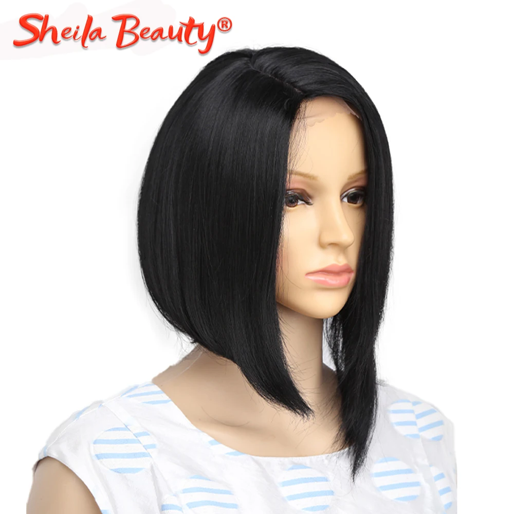 Короткие прямые синтетические волосы парики блондинка синтетический l образный