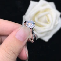 Fantastic 2Ct 8mm D Color VVS1 Moissanite Engagement Diamond Ring AU750 18K White Gold Ring Top Quality Female Jewelry
