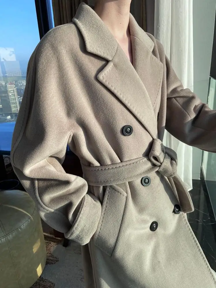 Classic double-sided cashmere coat women's mid-length style 2021 autumn and winter new high-end woolen coat