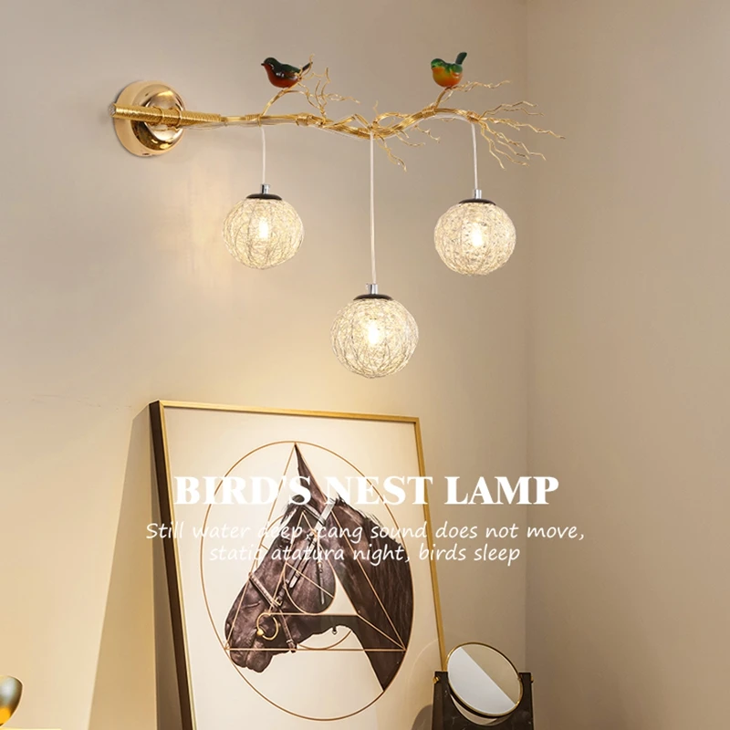 

Modern Nordic bird wall lamp personality bedroom bedside lamp living room sofa TV background wall lamp creative corridor lamp