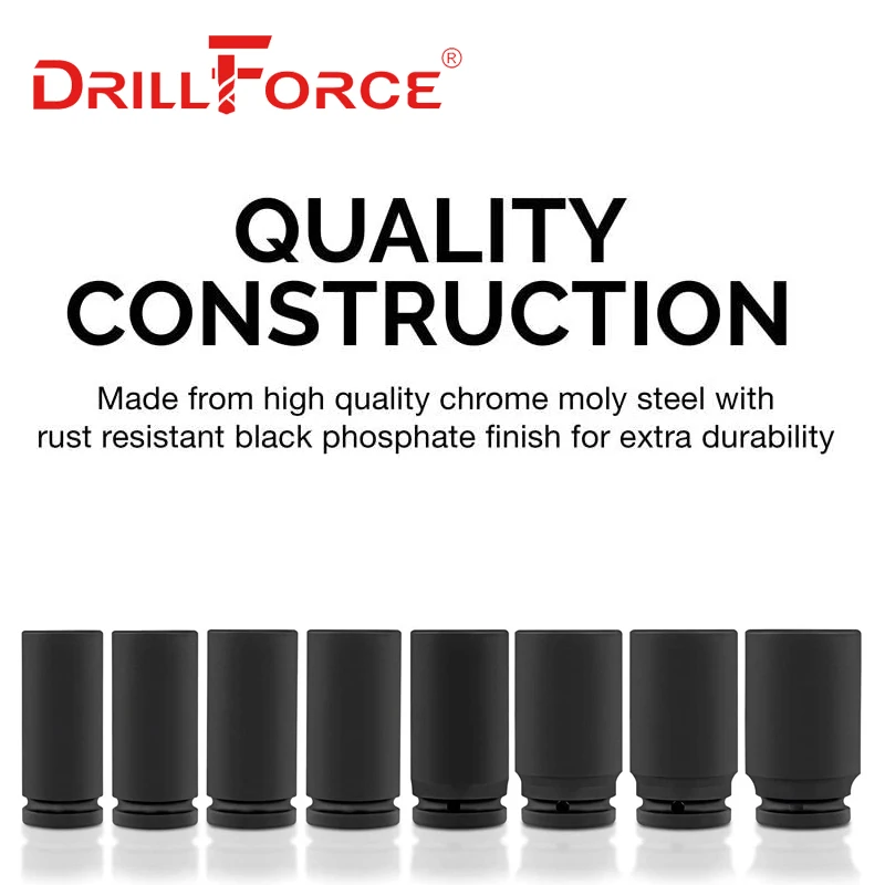 Гаечный ключ Drillforce короткий ударный гайковерт диаметром 8-41 мм адаптер 1/2 дюйма