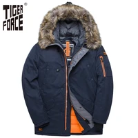 tiger force winter jacket men padded parka russia man winter coat artificial fur big pockets medium long thick parkas snowjacket