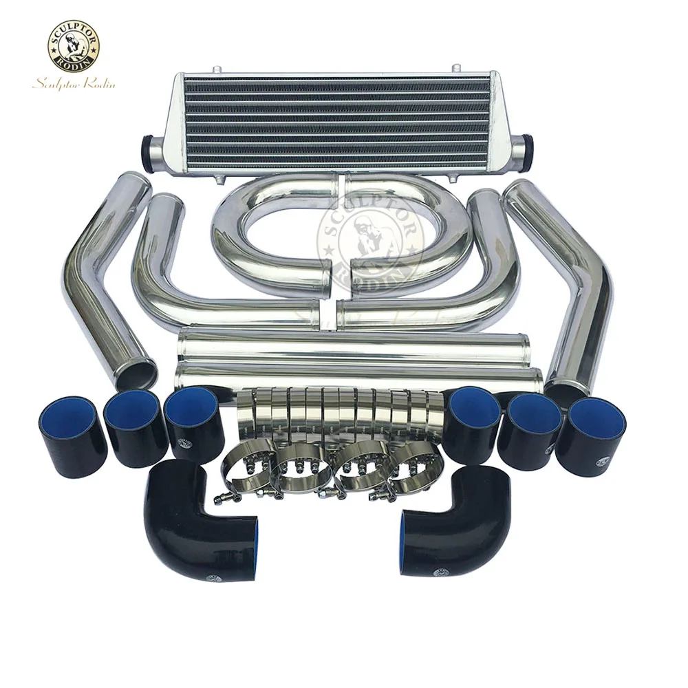 Intercooler Turbo universal, kit de tubería de aluminio, turbina, tubo, 27X7x2,5 