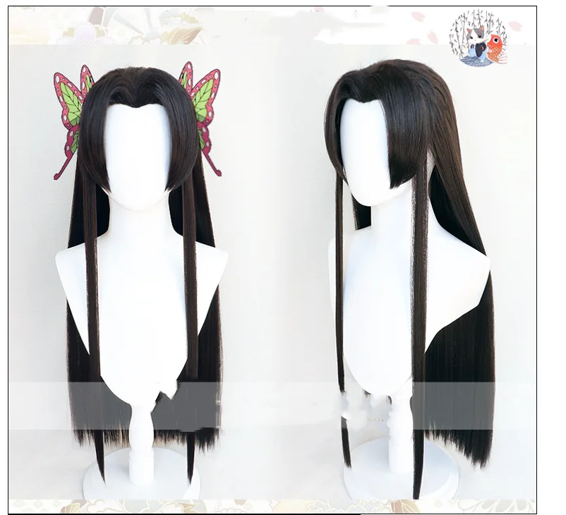 

Demon Slayer Kimetsu no Yaiba Kochou Kanae косплей парик черный термостойкие синтетические волосы парики + парик Кепка + бабочка