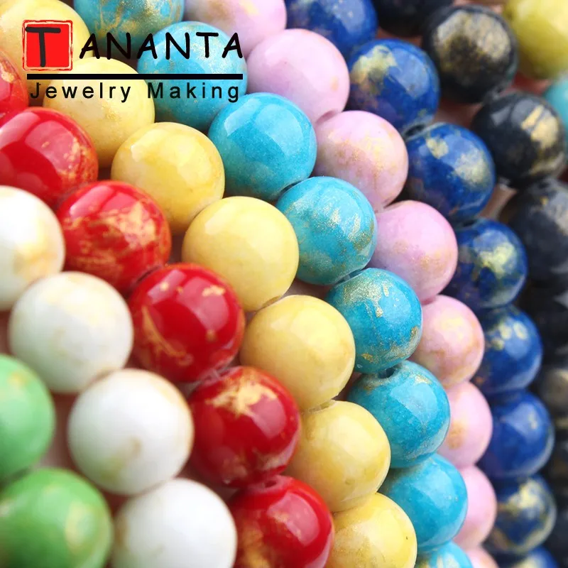 Золотистые нефритовые бусины из натурального камня для самостоятельного