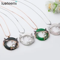 luoteemi big round circle necklace for women bird of wonder phoenix gorgeous long chain necklace new arrival