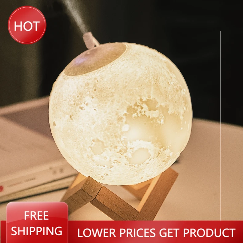 

Moon Lamp USB Incense Burner Creative Air Humidifier Ultrasonic Essential Oil Diffuser Decor Inciensos Room Fragrance AA50XX