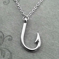antique fishing hook fishhook pendant chain necklace fisherman jewelry gift necklace fishhook pendant gift for fish lover jewelr
