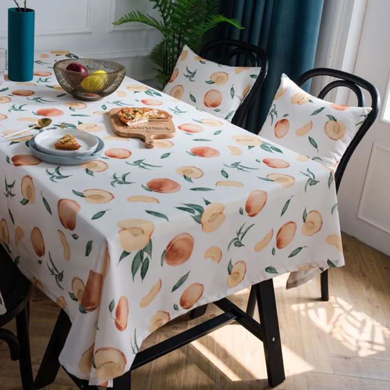 Dinning Table Cloth Mat Household Home Decor Nordic Style Waterproof Peach Yellow Peach Tablecloth