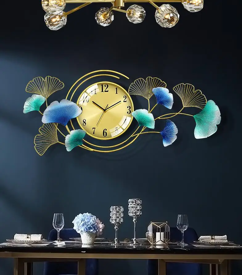 

Nordic Ginkgo Leaf Wrought Iron Wall Clocks Wall Crafts Porch Store Wall Sticker Decoration Home Livingroom Wall Mural Ornaments