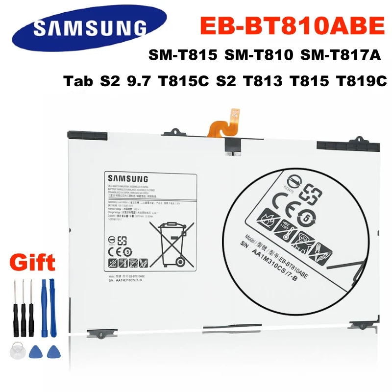 

For Galaxy Tab S2 9.7 T815C S2 T813 T815 T819C SM-T815 SM-T810 SM-T817A Original Replacement Samsung Battery EB-BT810ABE 5870mAh