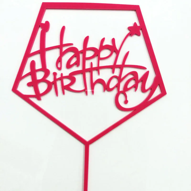 1 pc Acrylic Happy Birthday Love Cake Topper Decoration for Birthday Cupcake Flag Birthday Party Decorative Props Supplies - Цвет: Насыщенный сапфировый