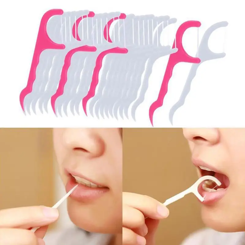 

20Pcs/Pack Disposable Dental Floss Picks Sticks Interdental Brush 2 In 1 Plastic Toothpick Cleaning Mouth Oral Care Hygiene