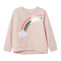 baby girl clothes toddler 2021 new autumn terry cotton tops rainbow cloud applique sweatshirt pink sweater for kids 2 7 years