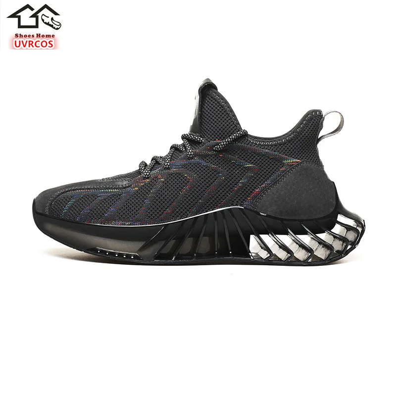 

New Summer and Autumn Casual Men's Shoes Flying Woven Breathable Sports Shoes Blade Thick-soled Men's Trend Running Shoes