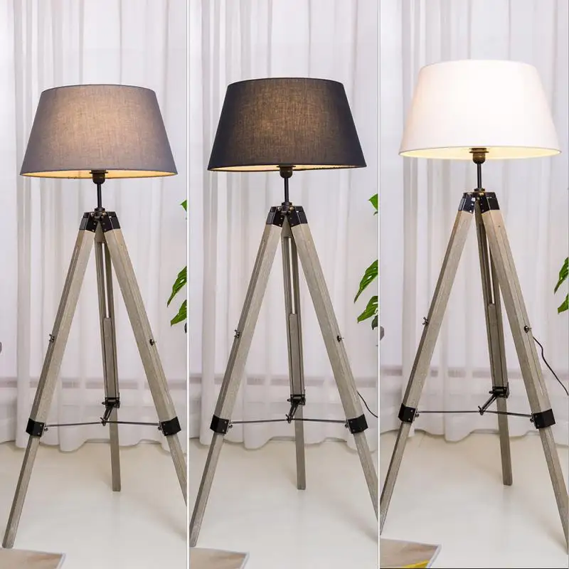 

Nordic tripot Floor Lamps Wood Fabric Lampshade Tripod Standing Lamp for Living Room Corner Floor Lamp Wooden Bed Lamp Floor HWC