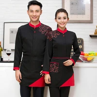 hot pot restaurant coffee shop waiter uniforms female hotel waiter korean clothes with long sleeves with apron