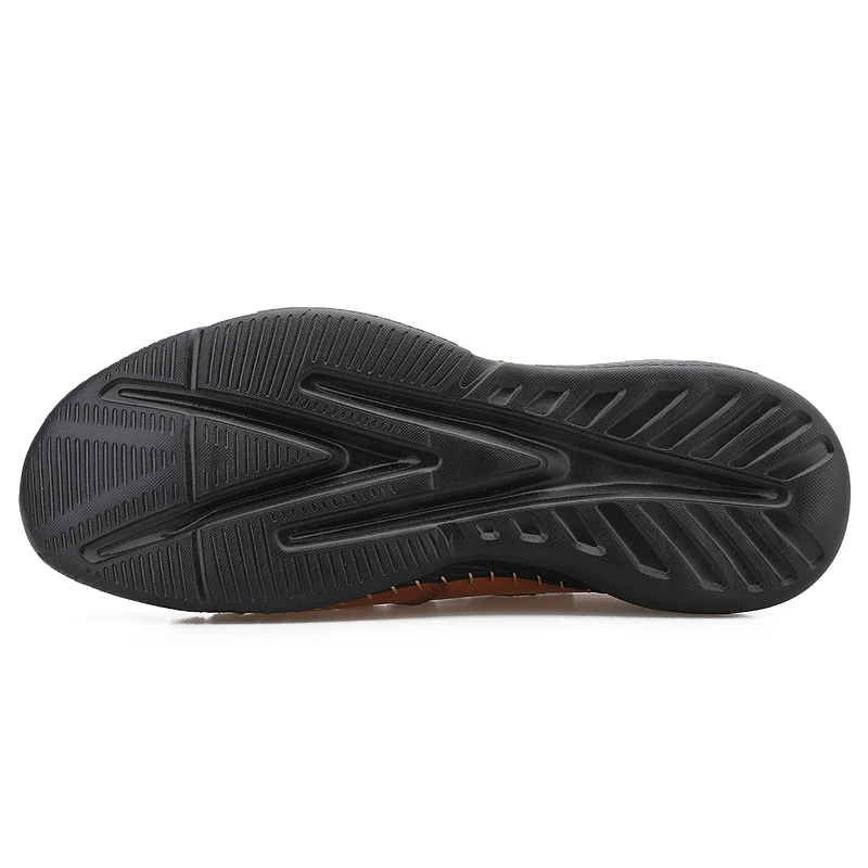 

2021 New Men's Handmade Leather Mesh Splicing Sandals Summer Classic Black Beach Sandals Fashion Casual Slippers Size 48