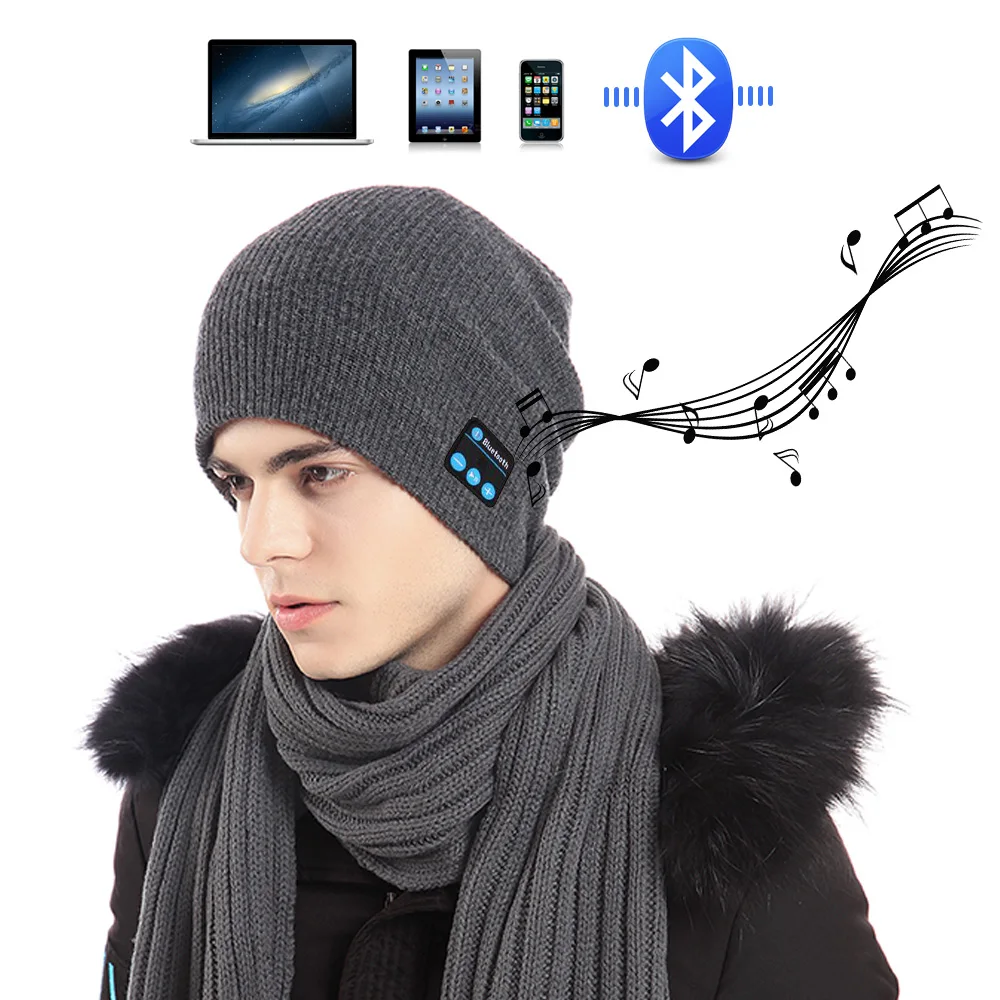 Беспроводной Bluetooth наушники музыка hat Smart шапки гарнитуры теплые шапочки зимняя