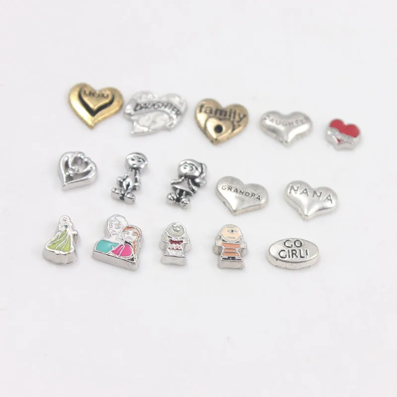 Любовь Семья Floating Charms для девочек и мальчиков NANA мать дочь сын отец очарование
