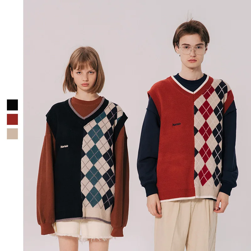 Топ свитер жилет для мужчин и женщин японская свободная пара сшитый мужской