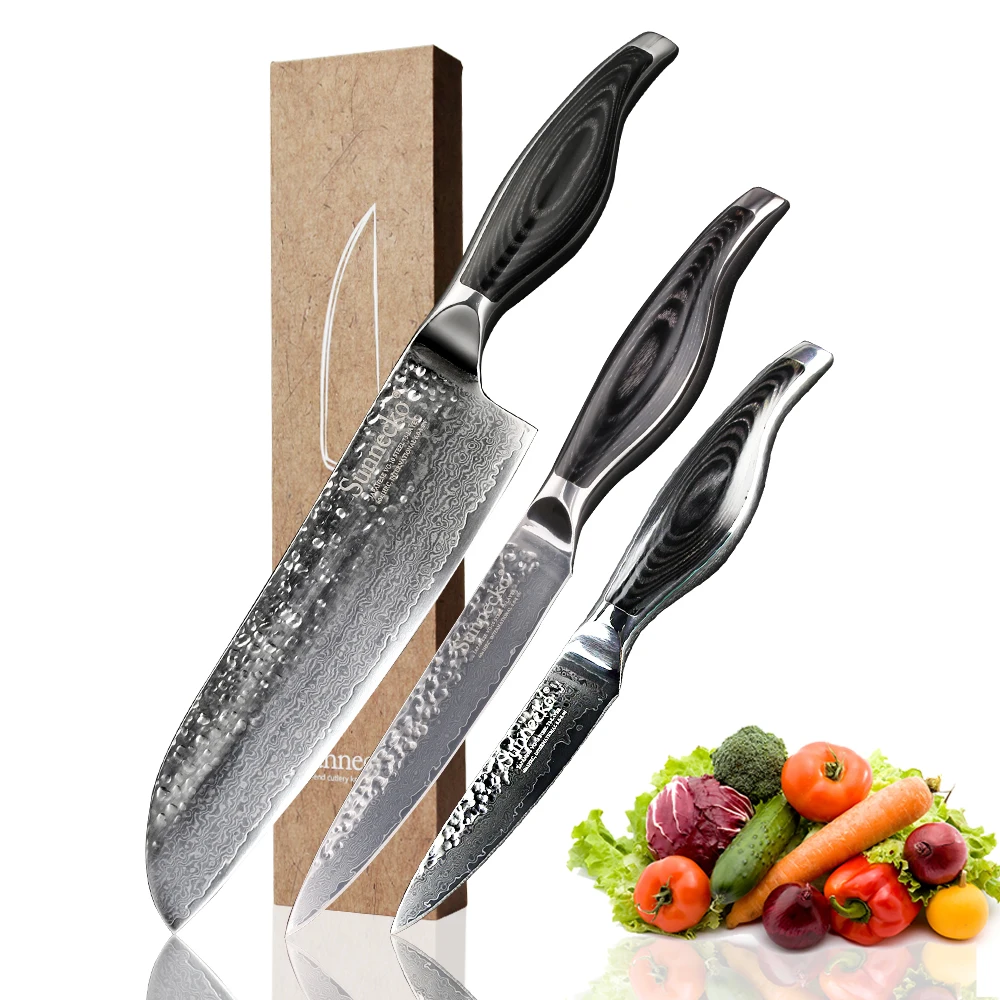 SUNNECKO высококачественные Santoku ножи для чистки овощей и фруктов Дамасская сталь