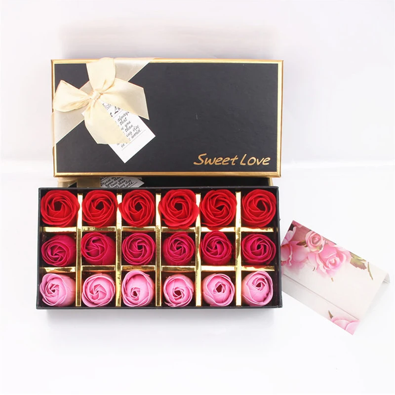 Мыло с ароматизированными цветами розы в подарочной коробке 18 шт. | Дом и сад