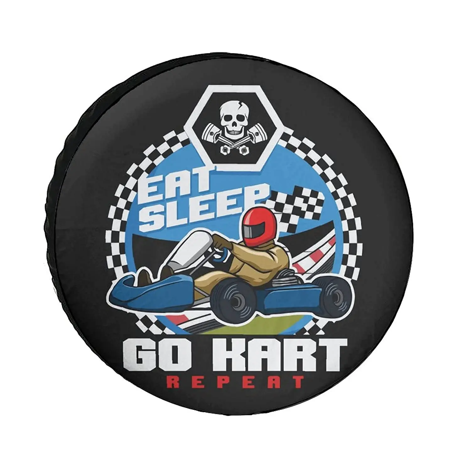 

Eat Sleep Go Kart Funny Repeat Karting Motorsport Universe Exploration Tire Covers Wheel Cover Protectors Weatherproof