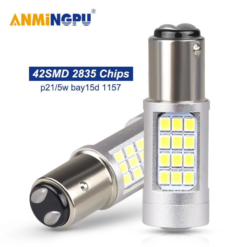 ANMINGPU 2x автомобильная светодиодная сигнальная лампа Bay15d P21/5 Вт 1157 42SMD 2835 чипы Led