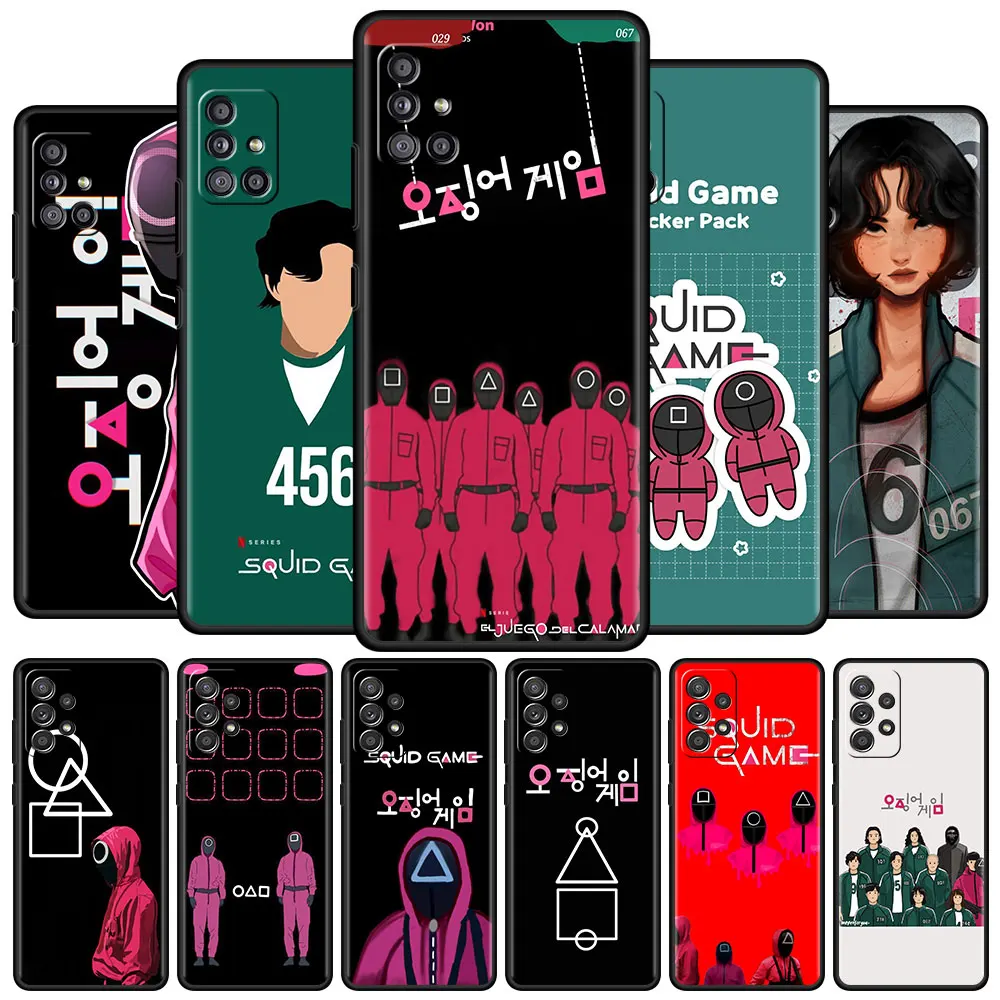 

Phone Cover For Samsung Galaxy A51 A71 A21S A31 A41 A11 A01 M30s M31 M31s Black Soft Smartphone Case Squid Game