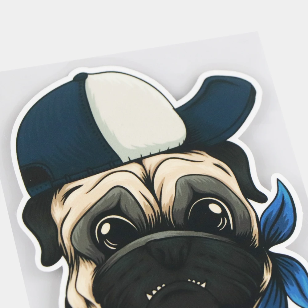 

YJZT 1016.5CM Stylish Cartoon Pug Bumper Decoration Scratch Occlusion Car Stickers Accessories 21A-0136