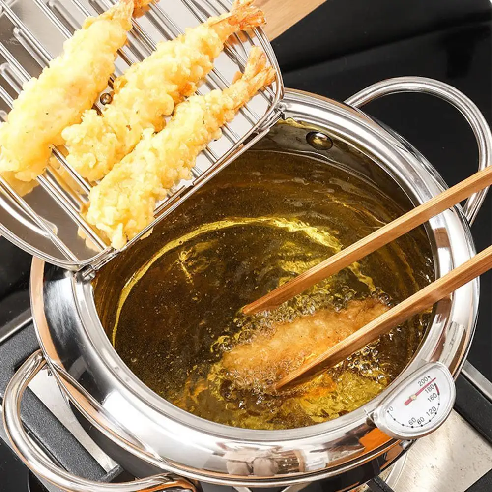 

Kitchen Deep Frying Pot Thermometre Tempura Fryer Pan Temperature Tools Cooking Pot Cookware Control Fried Chicken M1C1