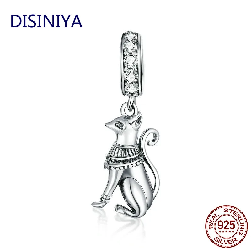 

DISINIYA 925 Sterling Silver Egyptian Style Cat Animal Pendant Fashion Original Silver Bracelet Jewelry Making Beads ZSCC311505