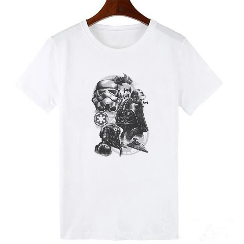 19bk302-white Oversized T Shirt Funny Tops Jedi Anime Print Short Sleeve Harajuku Summer Top Star Wars Women T-shirt Plus Size Women - Цвет: 19bk302-white
