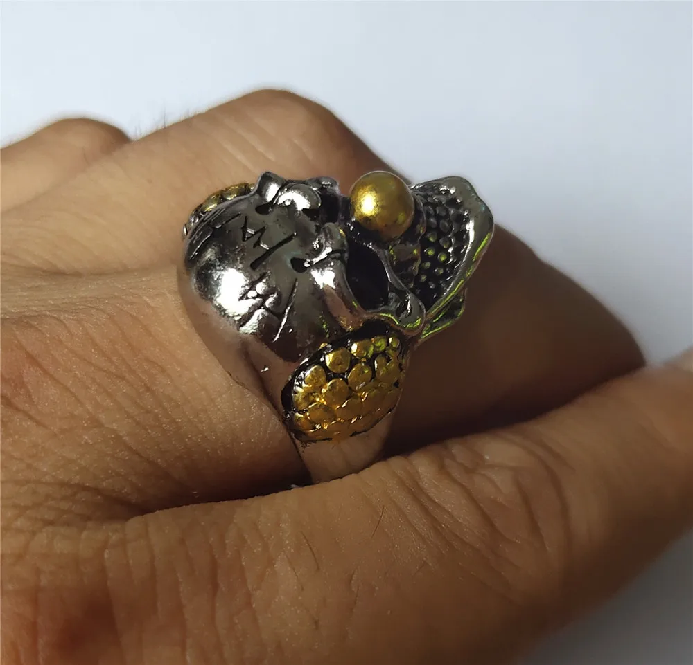 Vintage Clown Personality Exaggeration Ring Gold/Silver Color Joker Face Design Gothic Skull Punk Rock Knight Biker Jewelry