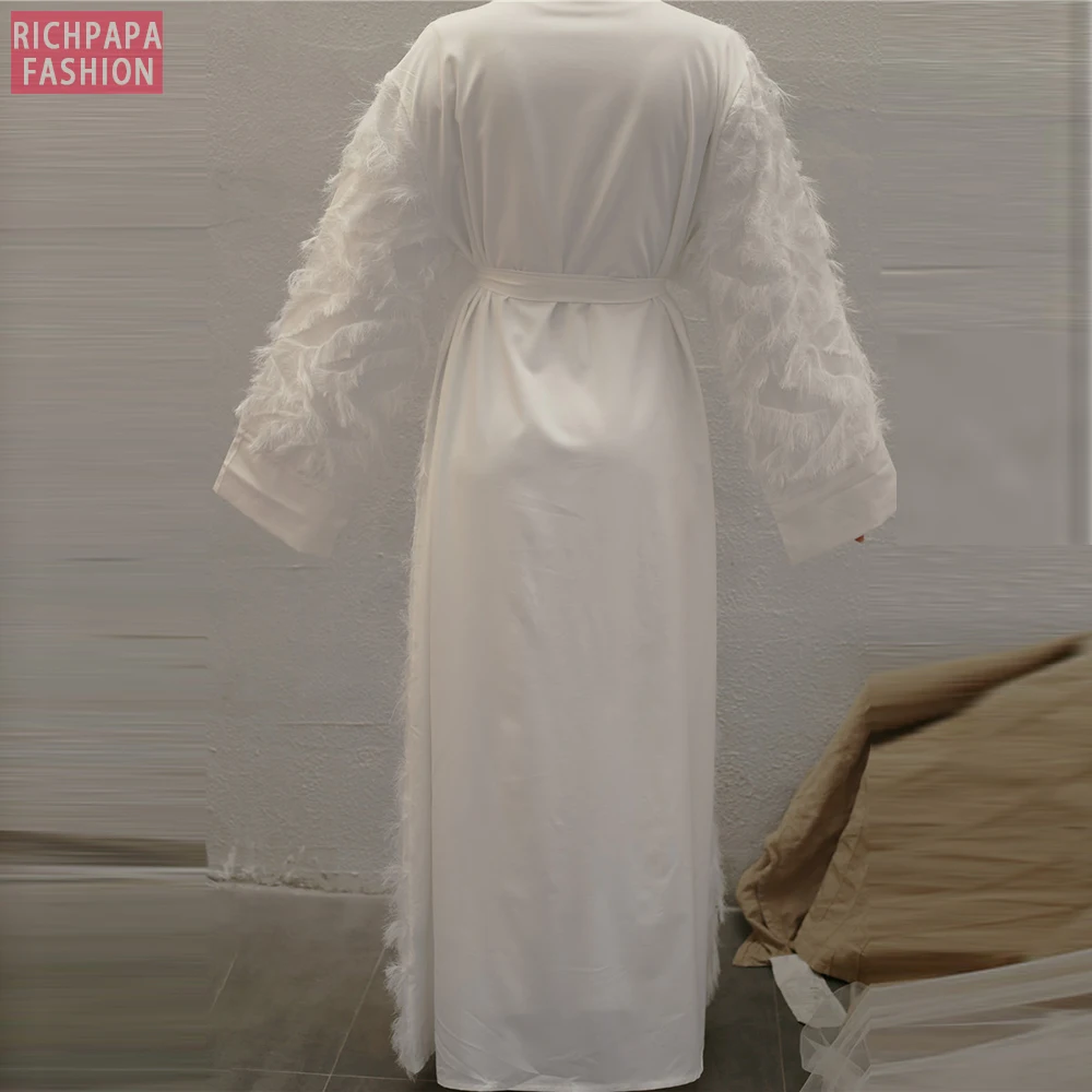 Eid Мубарак белый Абая кимоно кардиган турецкий мусульманский хиджаб платье для