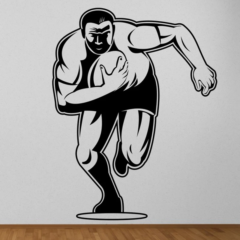 

Rugby Player Wall Art Stickers Bedroom Cartoon In Square Rugby Wall Decal Gym Sport Decor Art Decals Self Adhesive Sticker S531