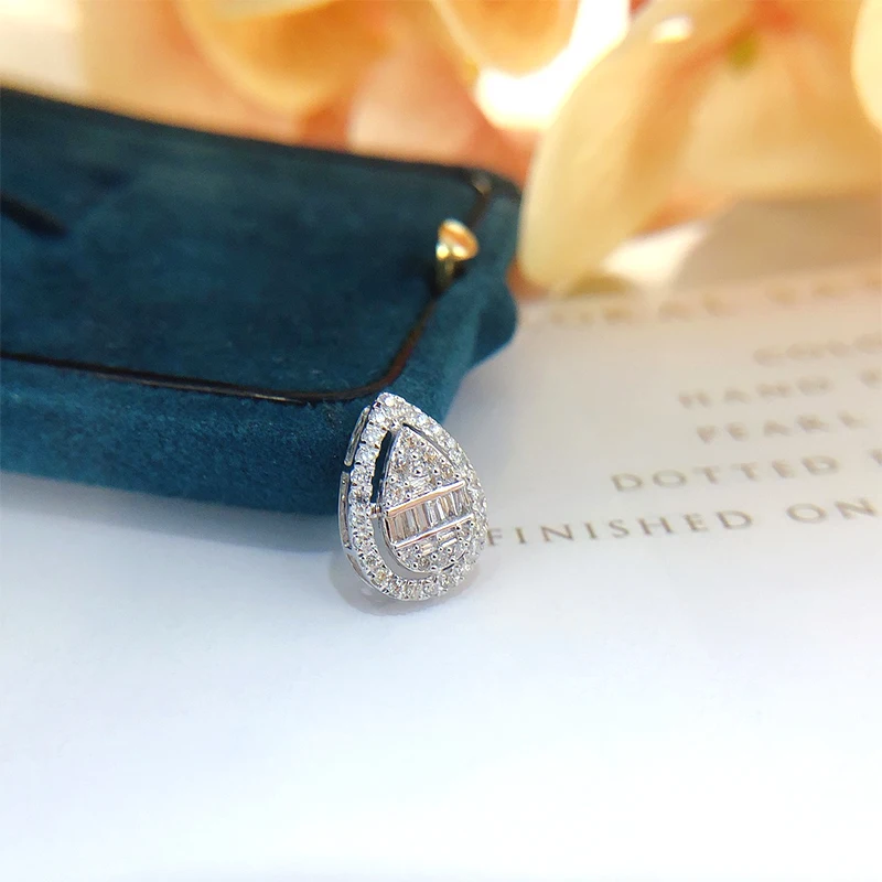 LUOWEND 100% подвеска из белого золота 18 К ожерелье с натуральными бриллиантами